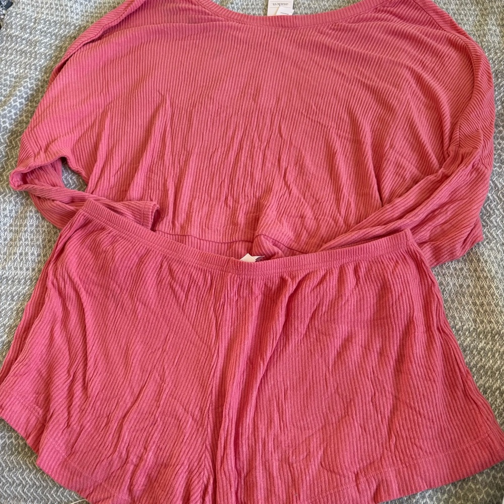 NWT Auden Ribbed Pink Pajama Set - Picture 4 of 4